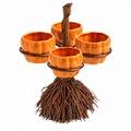 Pumpkin Broom Halloween Snack Bowl Stand