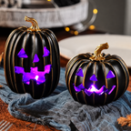 Light-Up Black Jack-O’-Lanterns, Set of 2